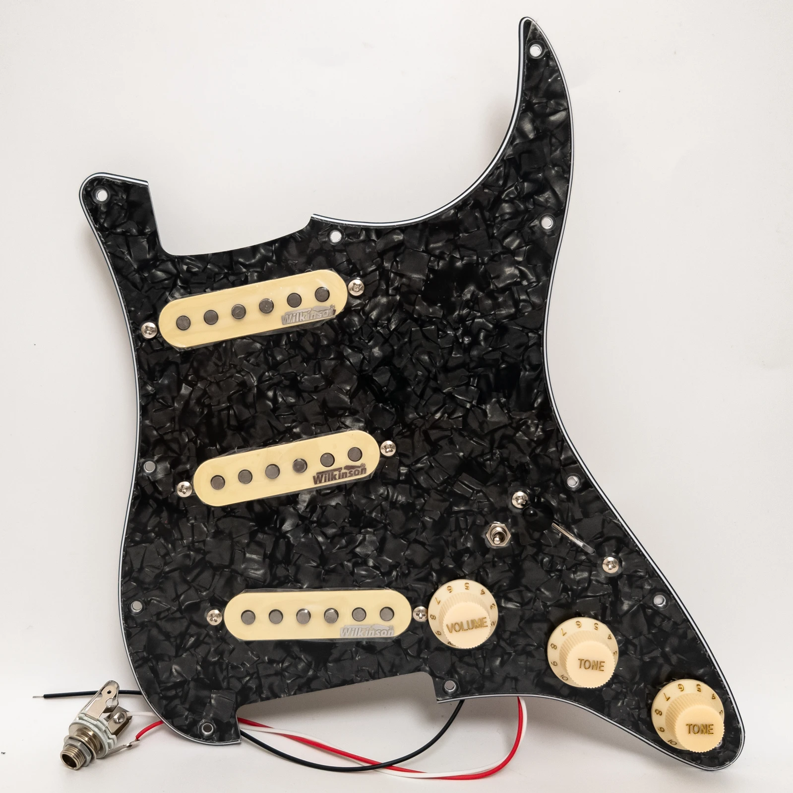

Guitar Prewired Loaded Pickguard Set with Wilkinson Alnico V Single Coil Pickup Set for ST Guitar Upgrade or Replacement
