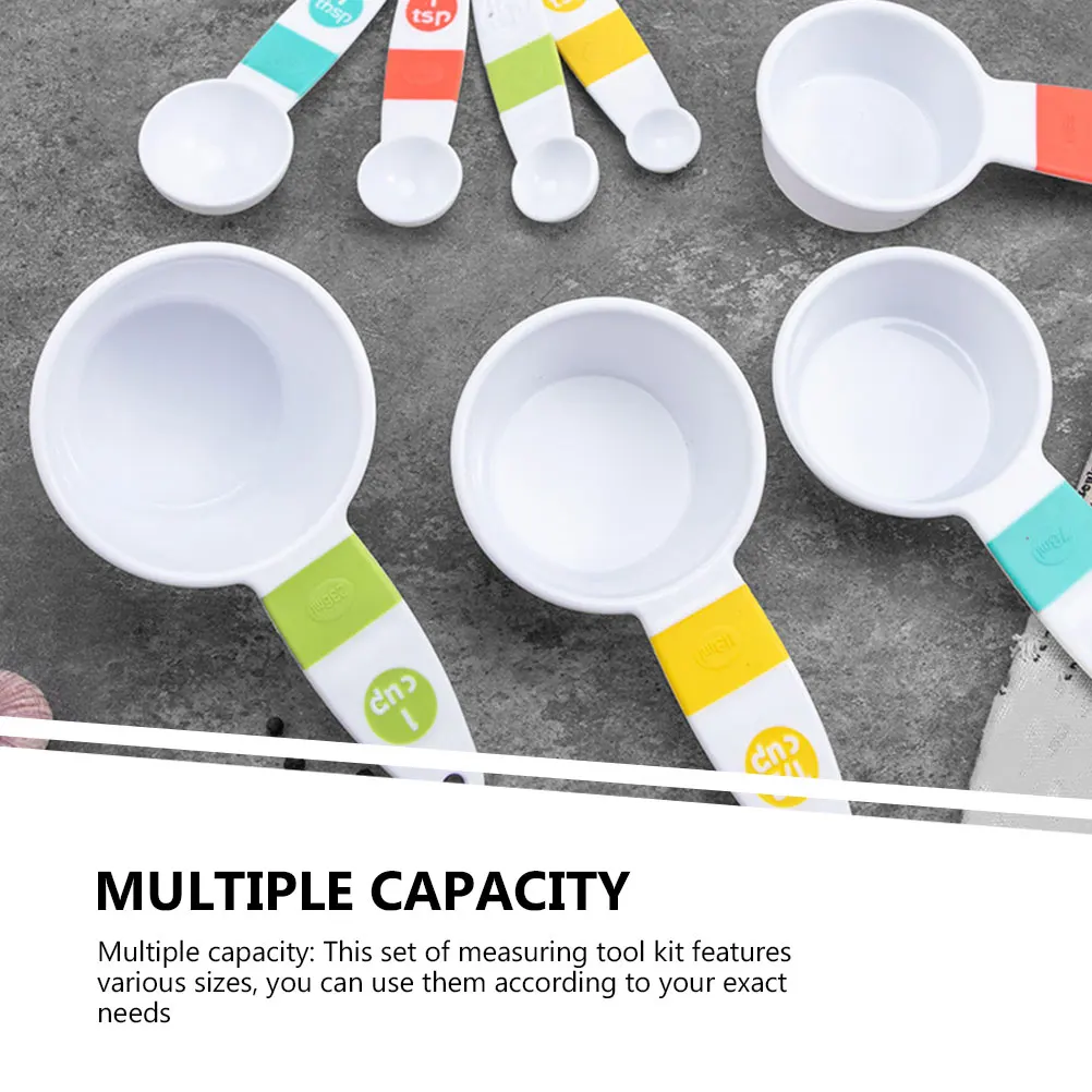 

Measuring Spoon Set Baking Kitchen Tools Multi-Functional Reusable Plastic Cups Teaspoons Tablespoons Portable Lightweight Food