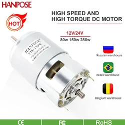 80w 150w 288w  775 Spindle motor 3000-12000 RPM Motor  Brush dc motors 775 lawn mower motor with two ball bearing Rated