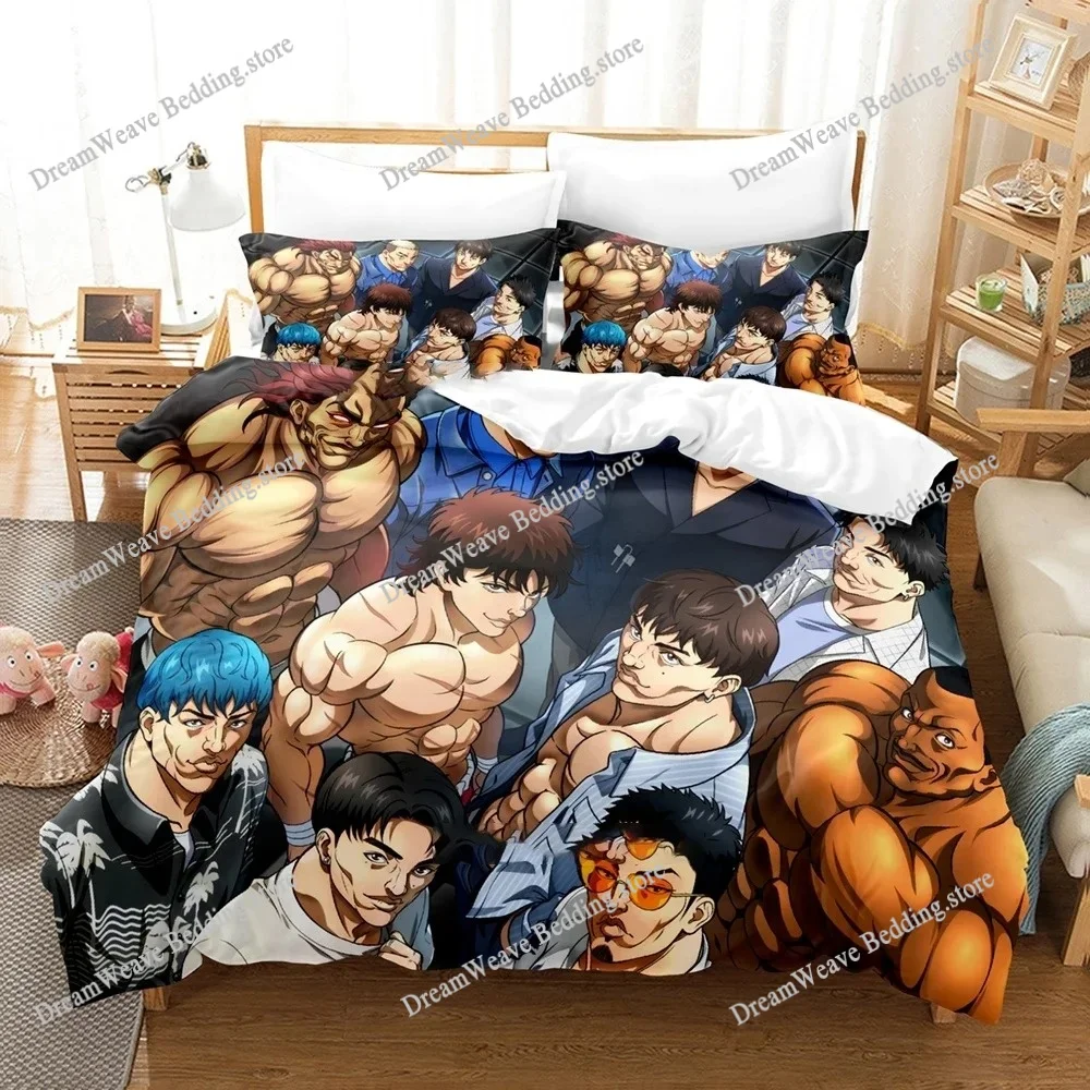 

Baki Hanma Bedding Set Adults Boys Anime Bedding Set Duvet Cover Set Single Double Queen King Size Quilt Cover Pillowcase