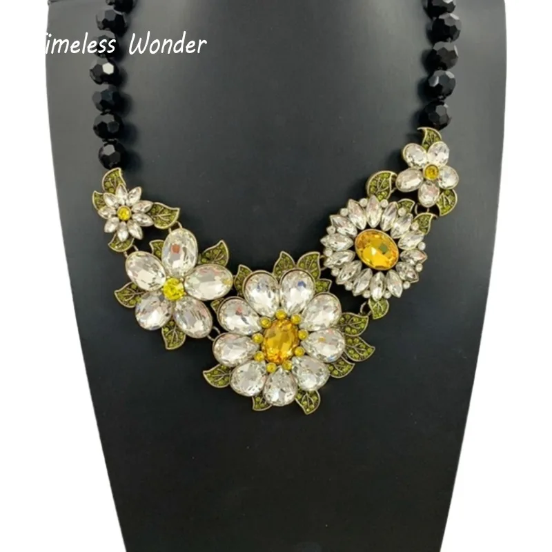 

Timeless Wonder Stunning Zircon Geo Floral Statement Necklace for Women Designer Jewelry Runway Gift Rare Top Luxury Retro 4427