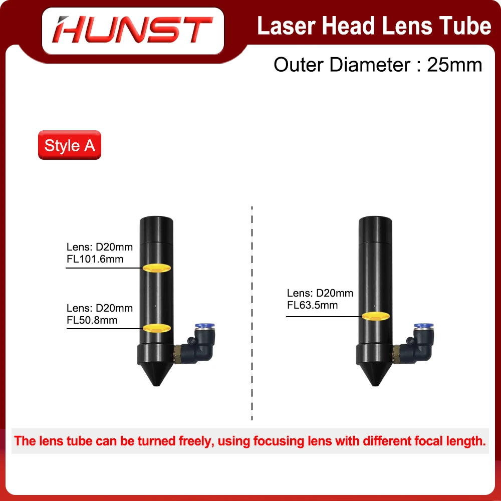 HUNST CO2 ليزر رئيس عدسة أنبوب الهواء فوهة ل إخراج الليزر عدسة قطر 20 مللي متر البعد البؤري 50.8/63.5 مللي متر النقش آلة قطع