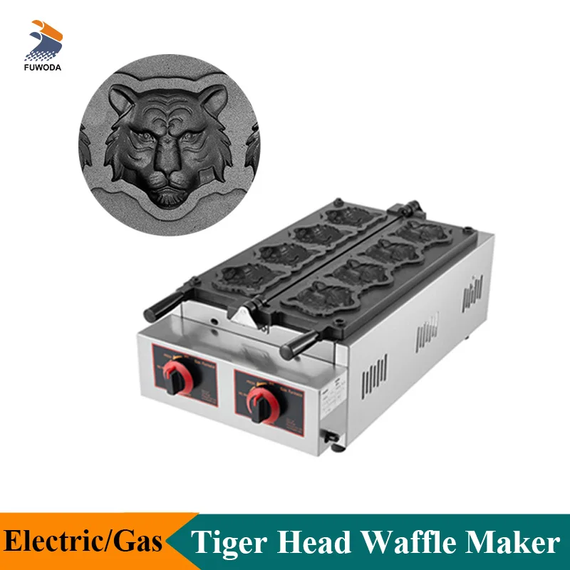 Electric Or Gas Tiger Shape Waffle Baker Stainless Steel Waffle Snack Making Baking Machine For Business