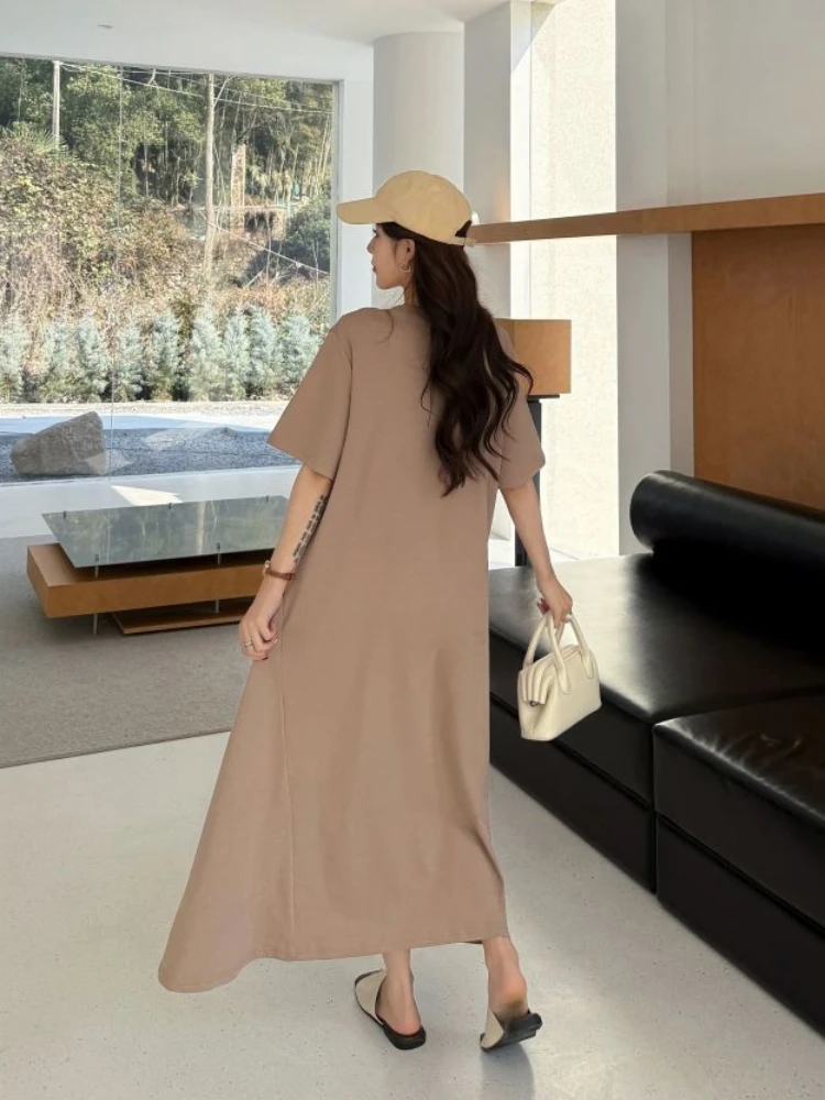 夏ルーズ Tシャツプラスサイズ 2 フェイクロングドレスローブ Elbise 半袖韓国スタイルの女性の A ラインカジュアルミディドレス