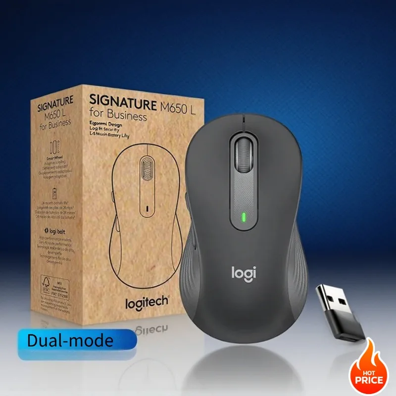 

Беспроводная мышь Logitech M650L Bluetooth, бесшумная мышь, двухрежимная мышь для домашнего офиса, компьютер, планшет, аксессуары для ПК, геймера, подарок