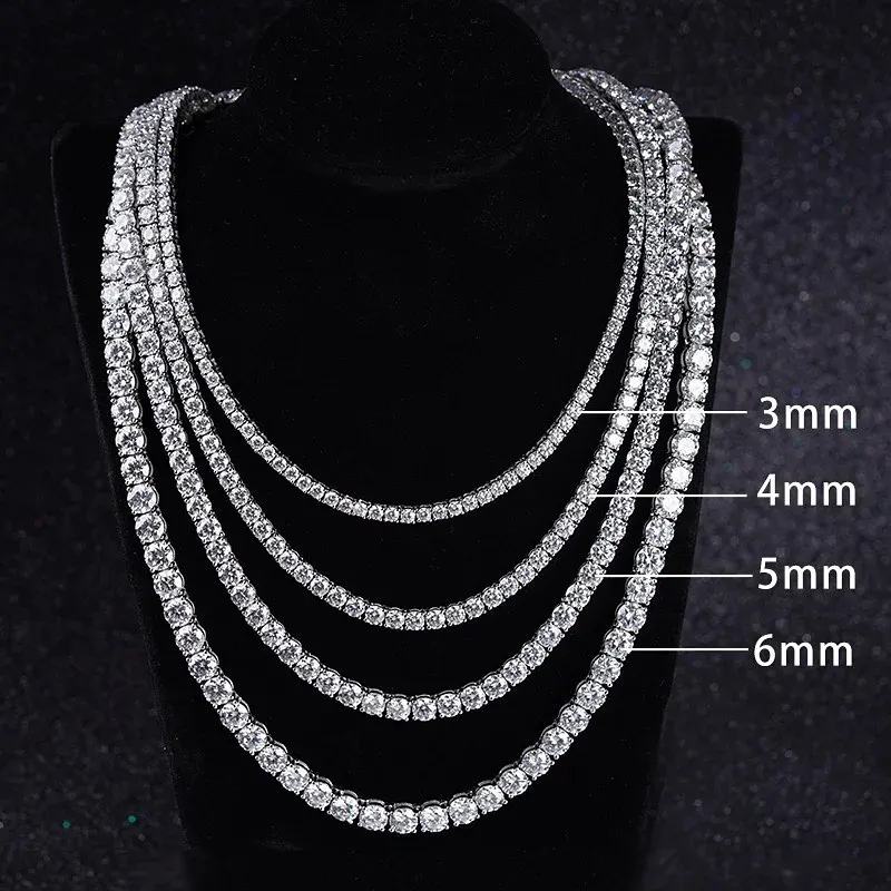 Fine Jewelry H ip Hop 925 Sterling Silver VVS Moissanite Diamond Cluster Iced Out Tennis Chain Bracelet Necklace For Men Women