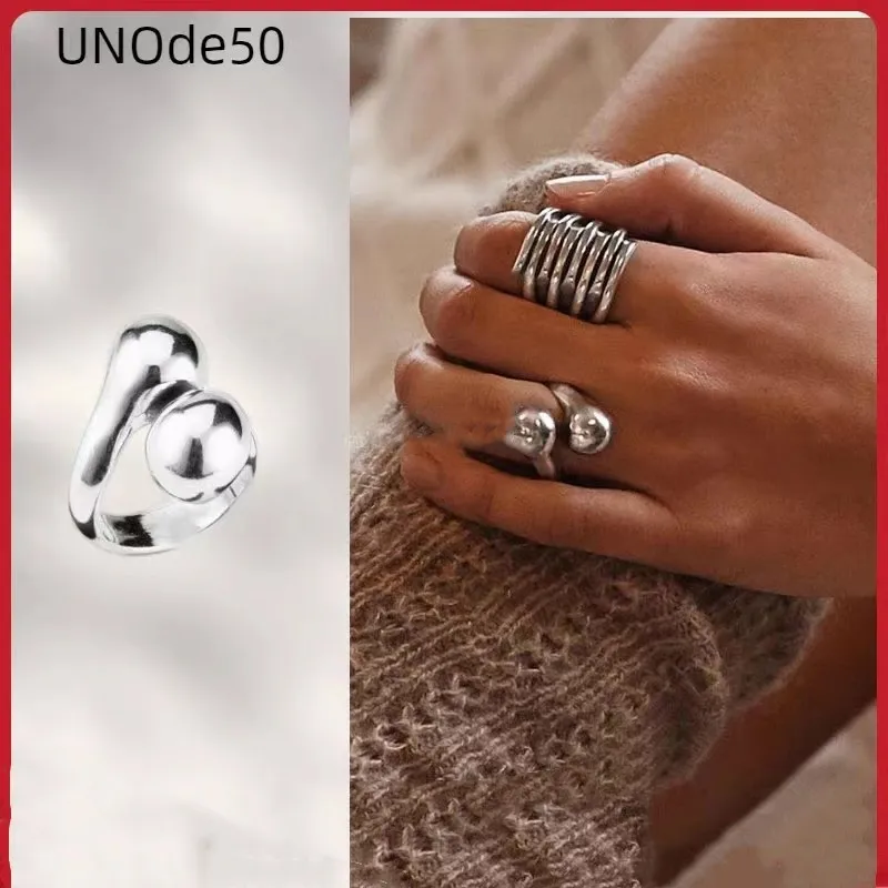 2022 New Fit UNO DE 50 Fashion Plated 925 Silver 14k Gold Charm Silver Ring Niche Jewelry Gift