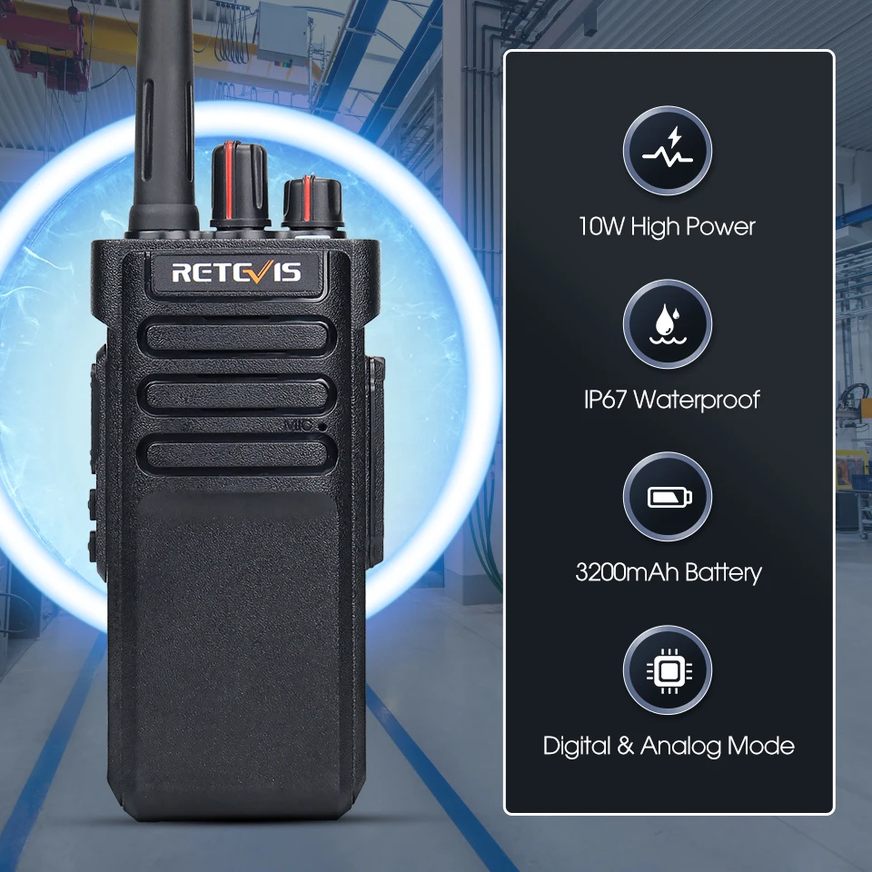 

10W Retevis RT29D DMR Walkie Talkie Bluetooth Long Range Powerful Walkie-talkie Waterproof UHF Two Way Radio for Resort Club