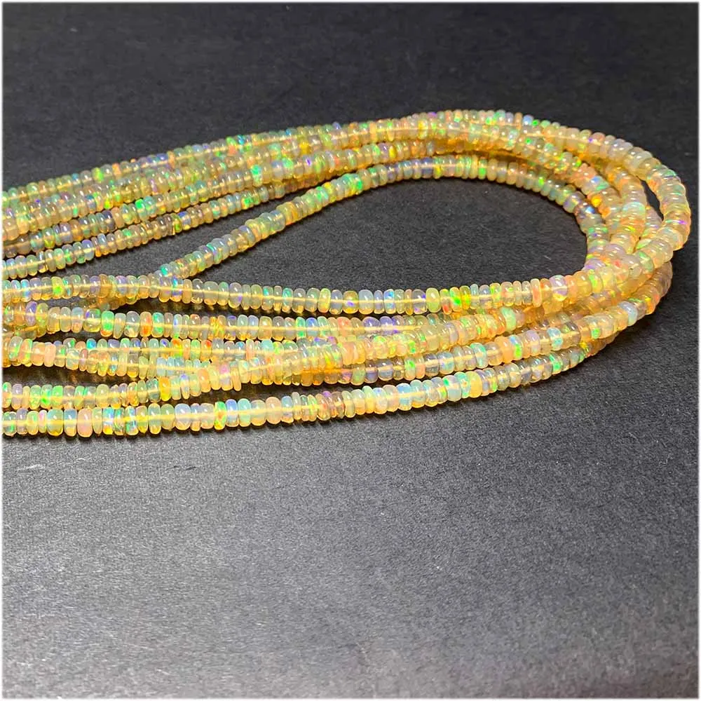Veemake White Yellow Fire Opal Rondelle Beads Jewelry Design Making Natural Gemstones Crystal DIY Necklace Bracelets Earrings