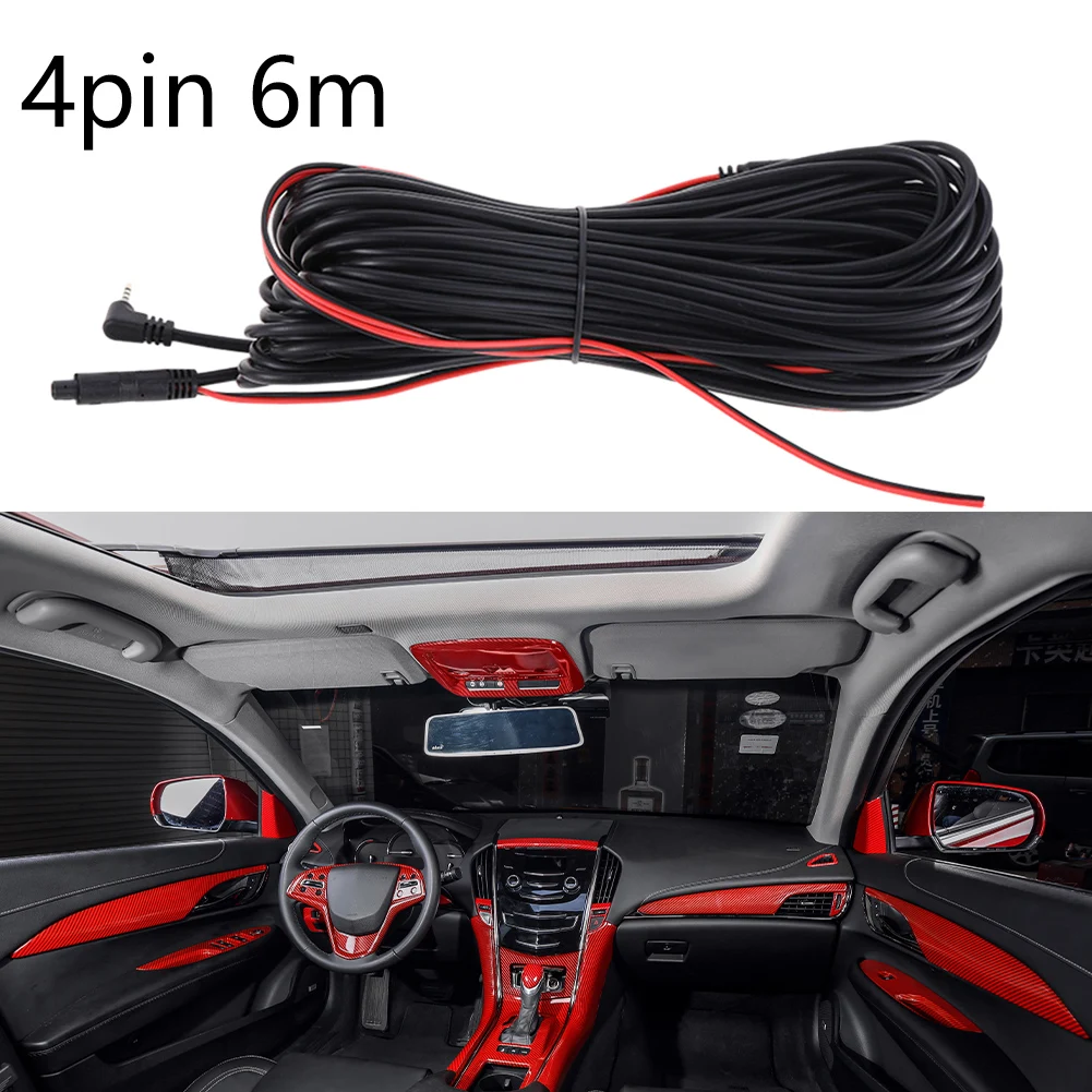 01 * 1pcs Car DVR Dash Camera Cable 2.5mm 6m 4Pin Extension Wire For Rear View Camera Fits For Any Vehicle With 12V Power Outlet
