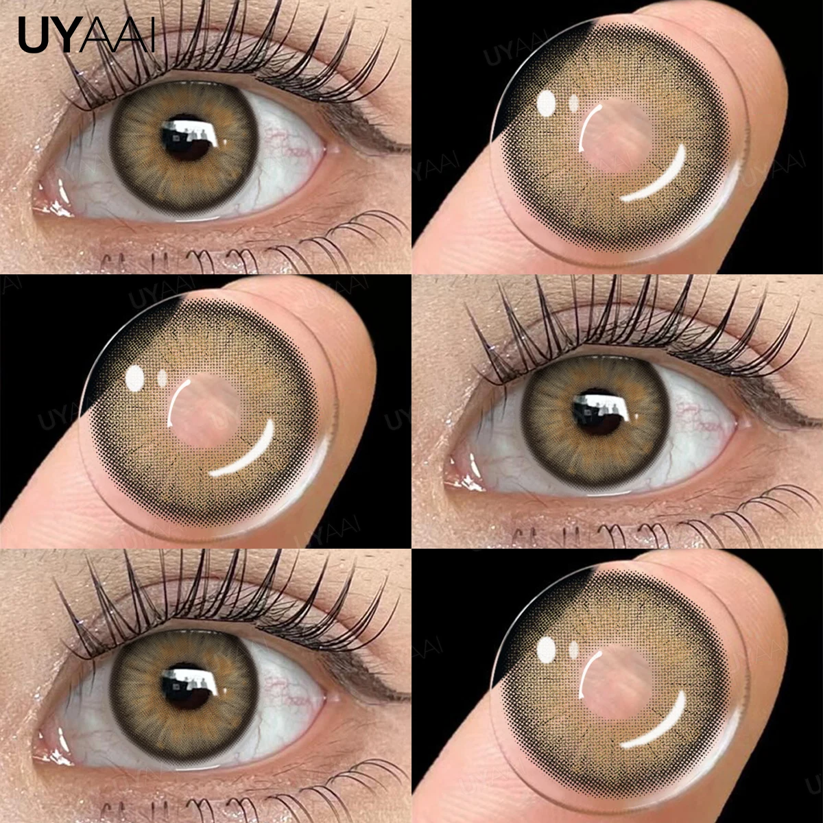 UYAAI 1 Paar farbige Kontaktlinsen, Make-up, blaue Schüler, natürliche braune Linsen, hochwertige grüne Farbe, Augenlinse, kosmetische Farbe – Detail 13