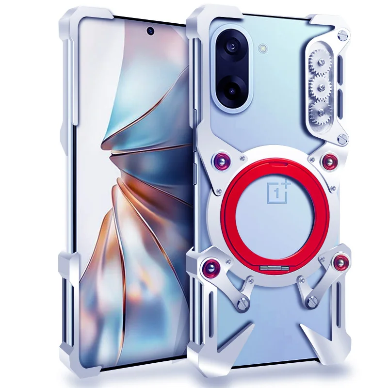 Luxury Armor Metal Aluminum Phone Case For Oneplus Turbo 6V 6x Nord 6 5 CE5 Ce6  Cover Mechanical Purely Handmade Skull  Bumper