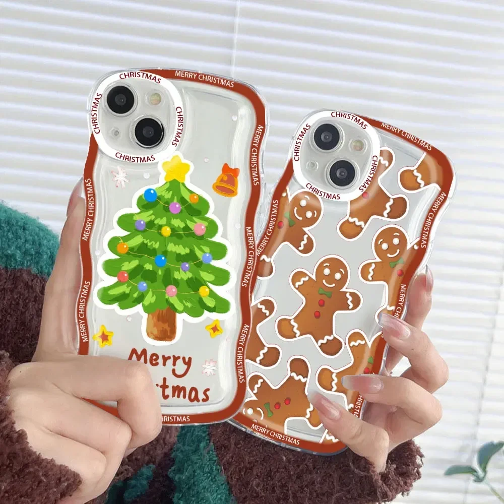 Merry Christmas Wave Phone Case for IPhone 15 14 13 12 11 Pro Max Mini X XS XR SE 8 Plus Transparent Silicone Soft Shell Fundas