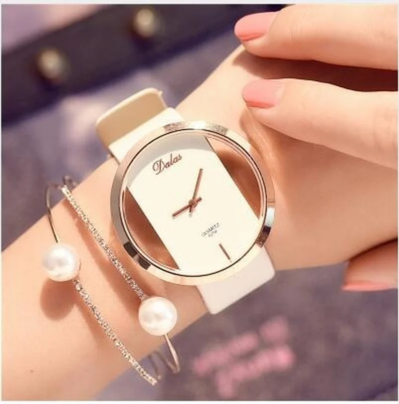 Fashion Business Casual Imitation Mechanical Watch Belt Watch Student Watch Hollow Watch Women Watches Luxury Watch Women