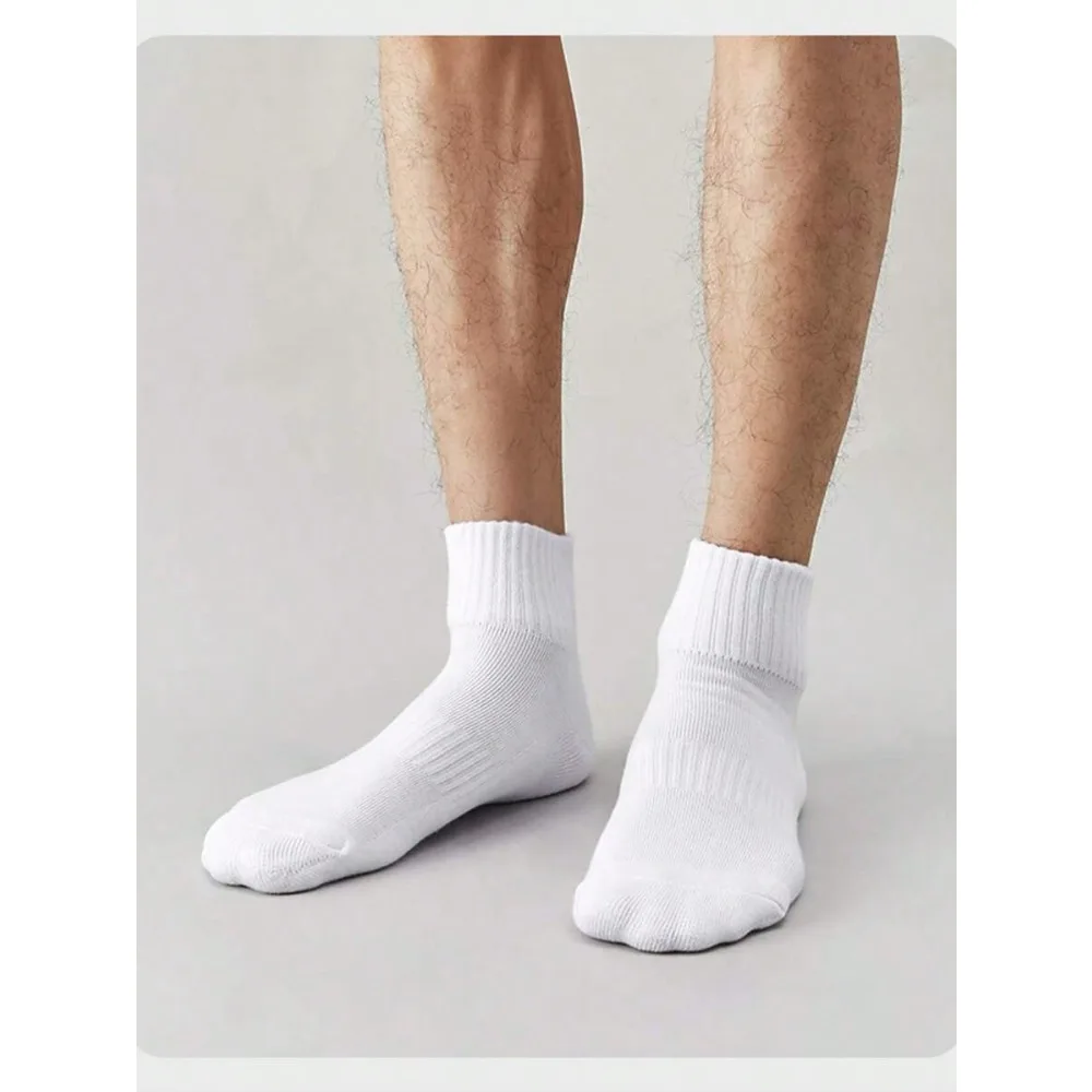 

5 Pairs Men's Thin Mid-Calf Socks, Summer Sports