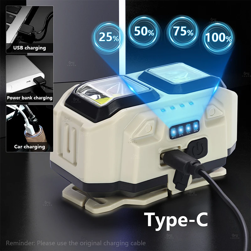 High Power Headlamp LED Rechargeable Red Light Headlight Waterproof Head LED Front Flashlight Fishing Accessories Cap Work Light