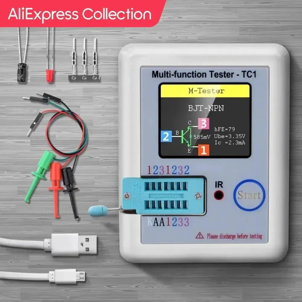 LCR TC1 1.8 Inch TFT LCD Display Multimeter Transistor Tester Triode Diode Capacitor Resistor Test Meter