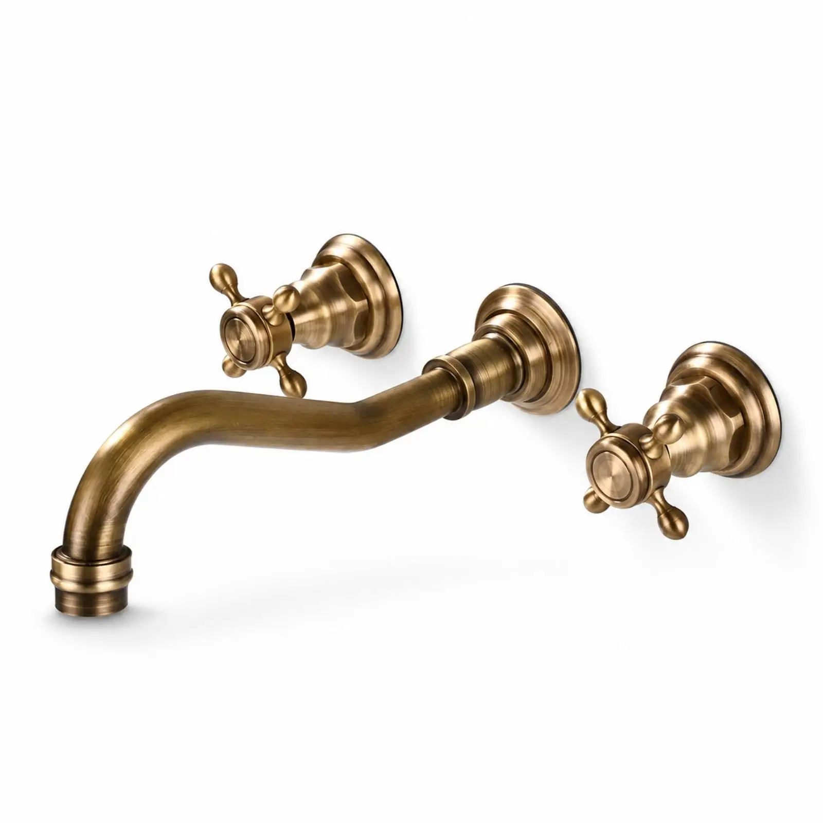 Concealed Basin Faucet Brass Wall-Mounted Faucet Curved Tap for Renovators, Homeowners, Washroom, Powder Room