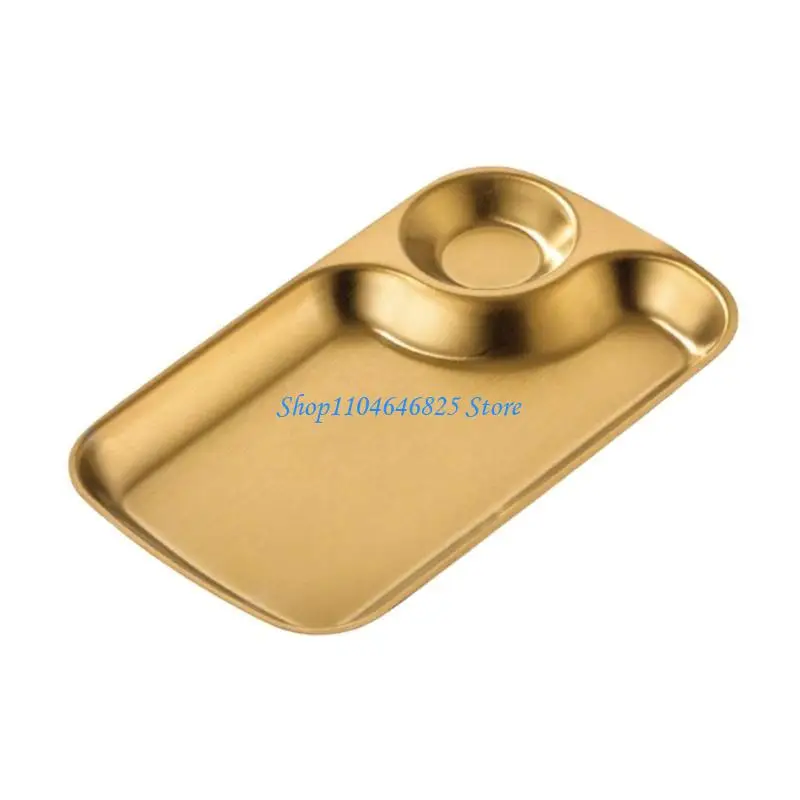 

Elegant Stainless Steel Snacks Tray With 2 Compartments For Easy Separation