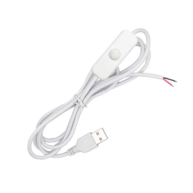 1.5M USB Connector Cable Extension 2 pin Power Supply Wire on/off Switch Electrical 5V Wire Black/ White For LED Lighting DIY