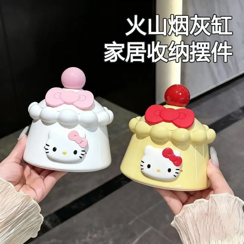 

Kawaii Hello Kitty Sanrio Students Cute Cartoon Ceramic Ashtray Children Home Living Room Ornaments Storage Gifts for Kids