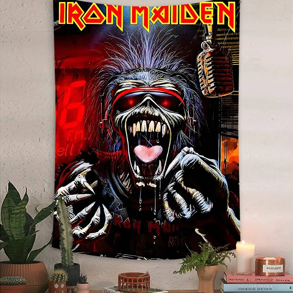 I-Iron Band M-Maiden Theme พื้นหลังผ้า Happy Birthday Party Baby Shower อุปกรณ์ตกแต่งแบนเนอร์การถ่ายภาพ Props