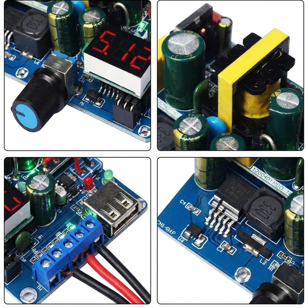 DIY Adjustable DC Power Supply Module with 3-Digit LED Display for Electronic Experiments 24W AC 100-265V Input