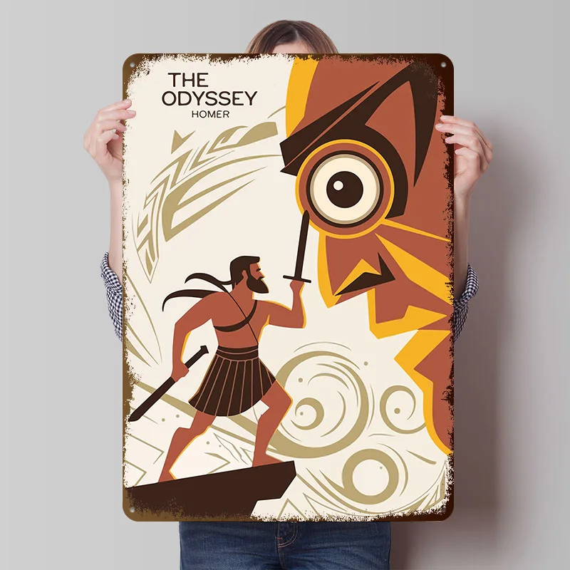 Odyssey Buchumschlag Blechposter Maßgefertigte Wandkunst Vintage Metallschilder Retro-Platten für Gamer-Dekoration Gaming Wand Deko