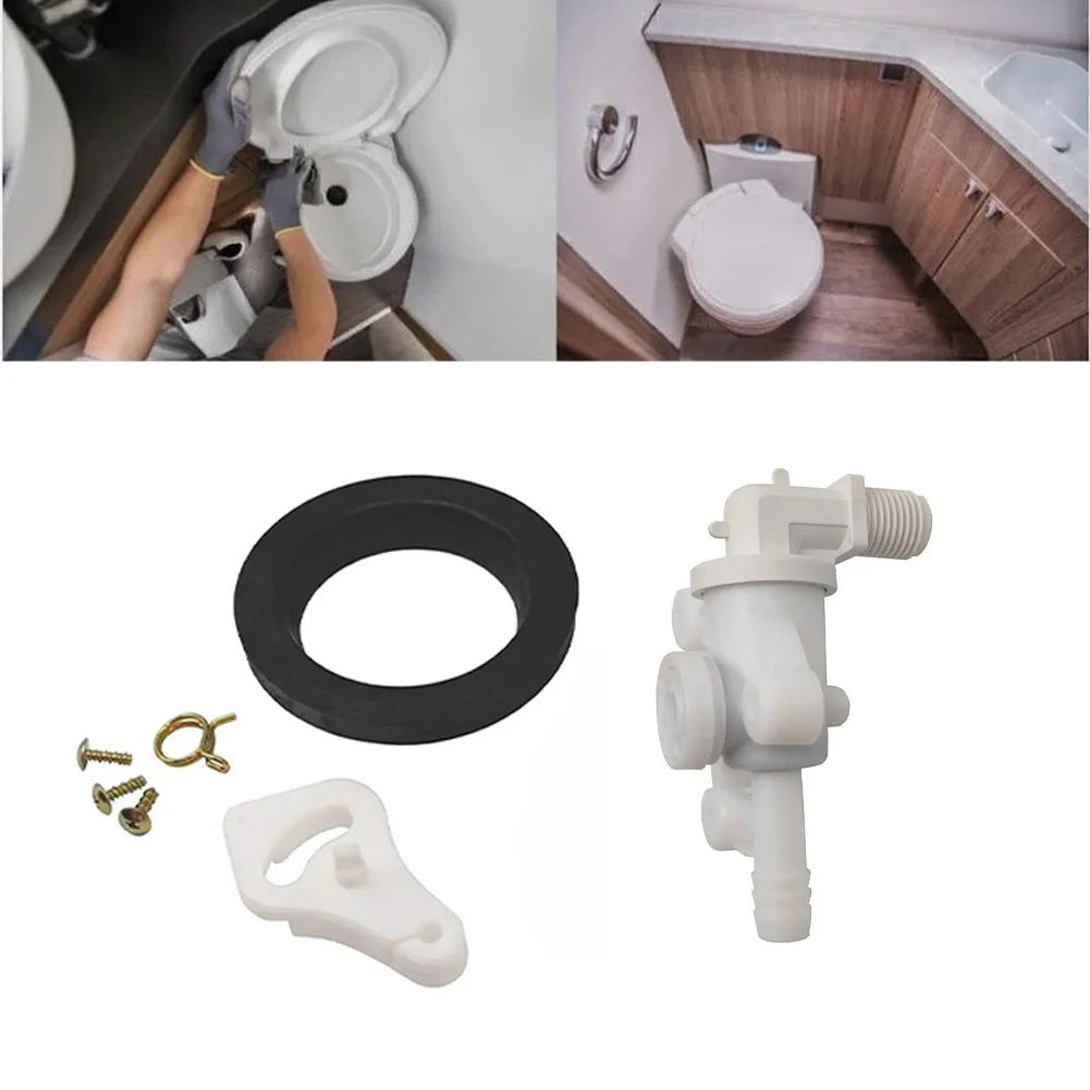 

Toilet Flush Valve Kit 34100 For Thetford Style Lite RV Toilet Repair With Sealing Ring And Bolts Plastic RV Parts