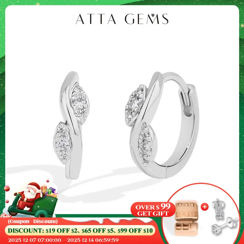 

ATTAGEM Moissanite Women Hoop Earrings DVVS1 Real 925 Sterling Silver Classic Pendants For Party Wedding Engagement Fine Jewelry