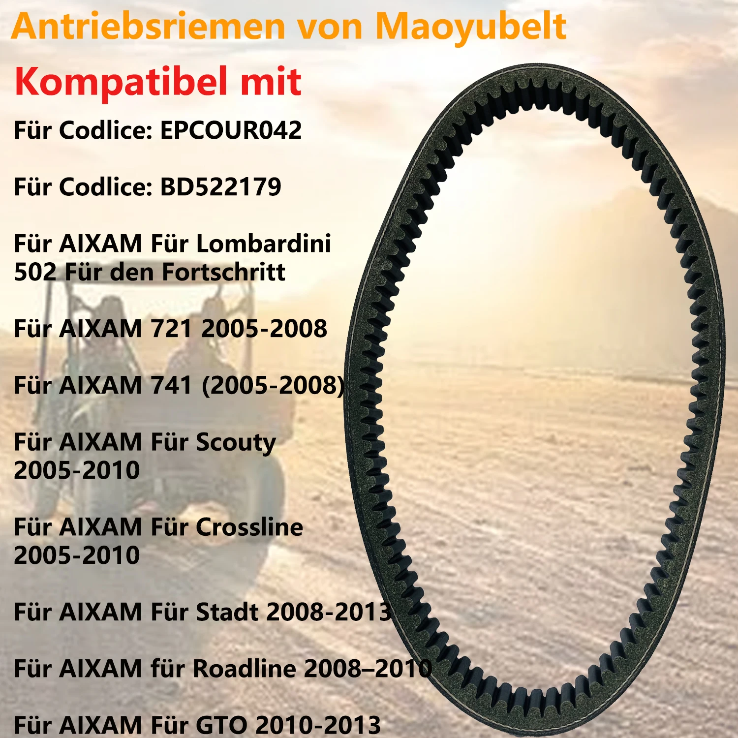 Motorcycle Drive Belt Drive Belt For AIXAM For GTO For Lombardini For Minauto For 2nd For Sonique EPCOUR042 BD522179