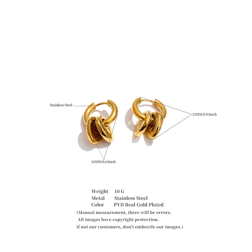 Yhpup Tägliche Doppel-Herz-Tropfen-Creolen aus Edelstahl für Damen, vielseitig, trendig, charmant, wasserdicht, Schmuck, Geschenk 2026 – Detail 1