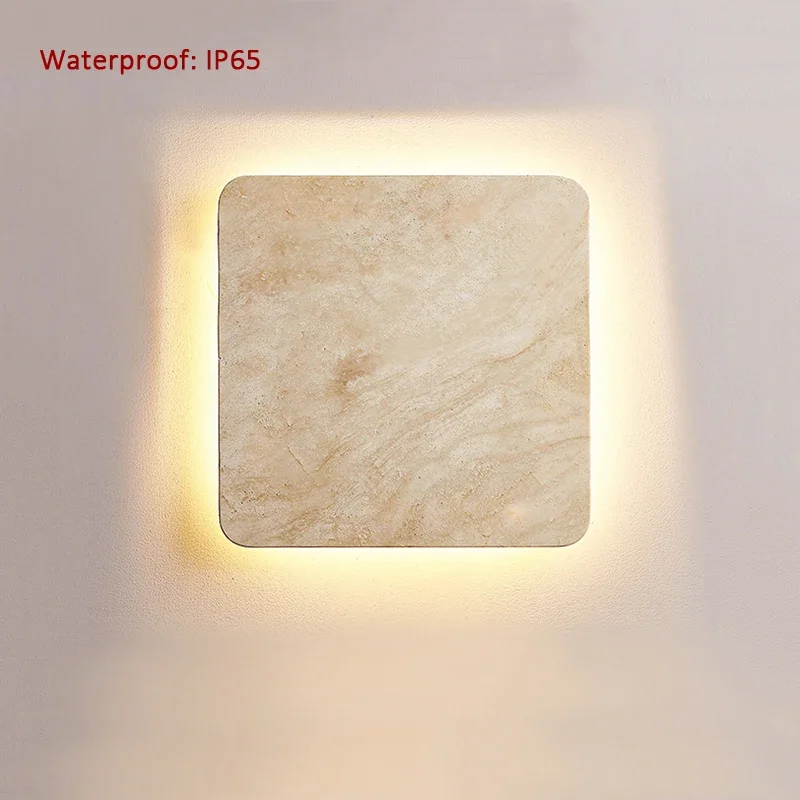 Natural Yellow Stone Wall Light IP65 Waterproof LED Square Lamp 110v-265v Rustproof for Villa