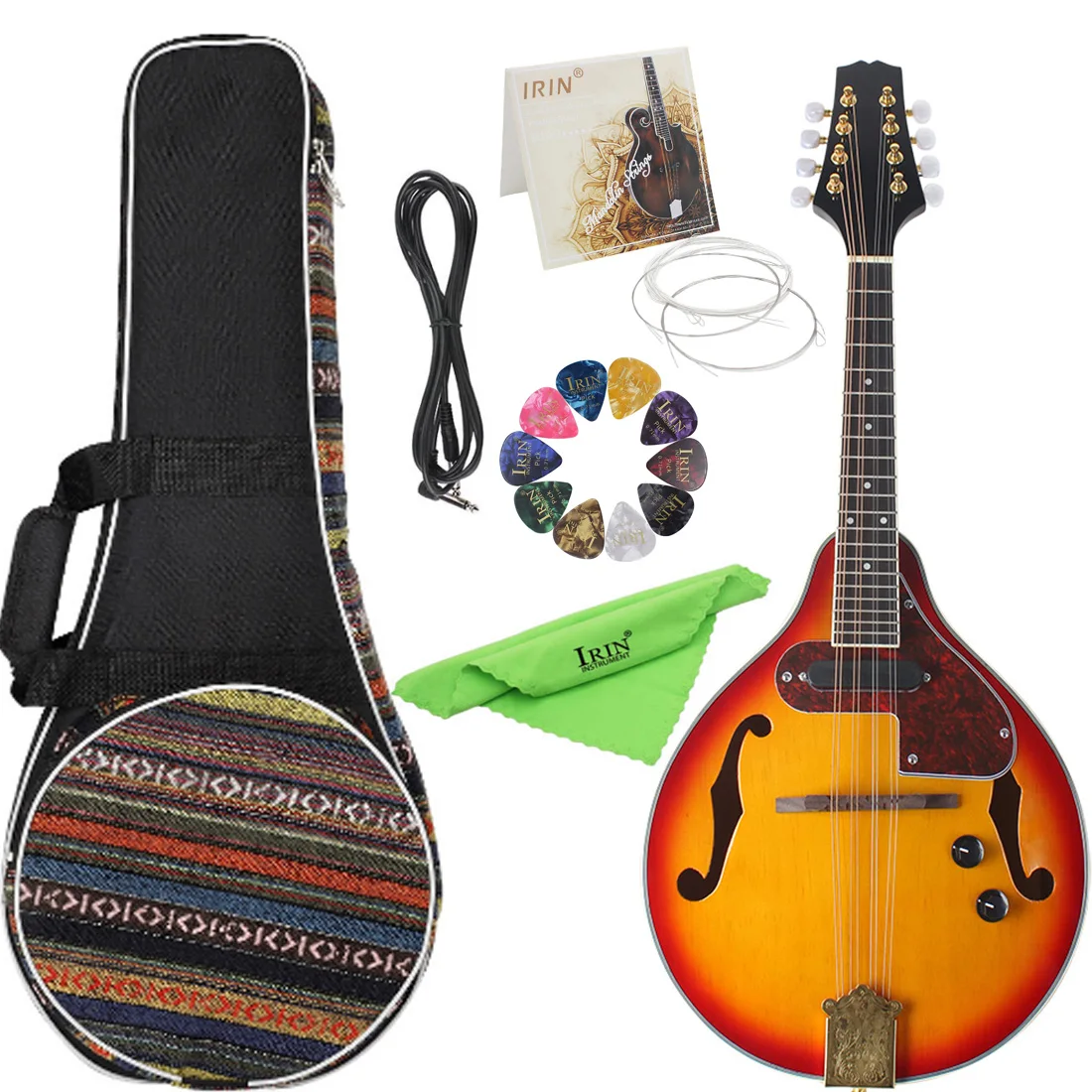 

8 Strings Electric Mandolin Guitar Classical Melodic Instrument A Style Electric Mandolin with Carrying Backpack Cleaning Cloth