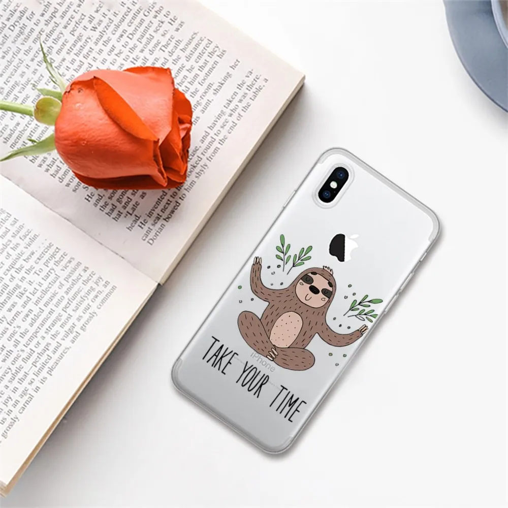 Cute Sloth Animals Phone Case For iPhone 15 14 13 12 11 Pro Max Mini X Xs XR 6 7 8 Plus SE 2020 Transparent Case