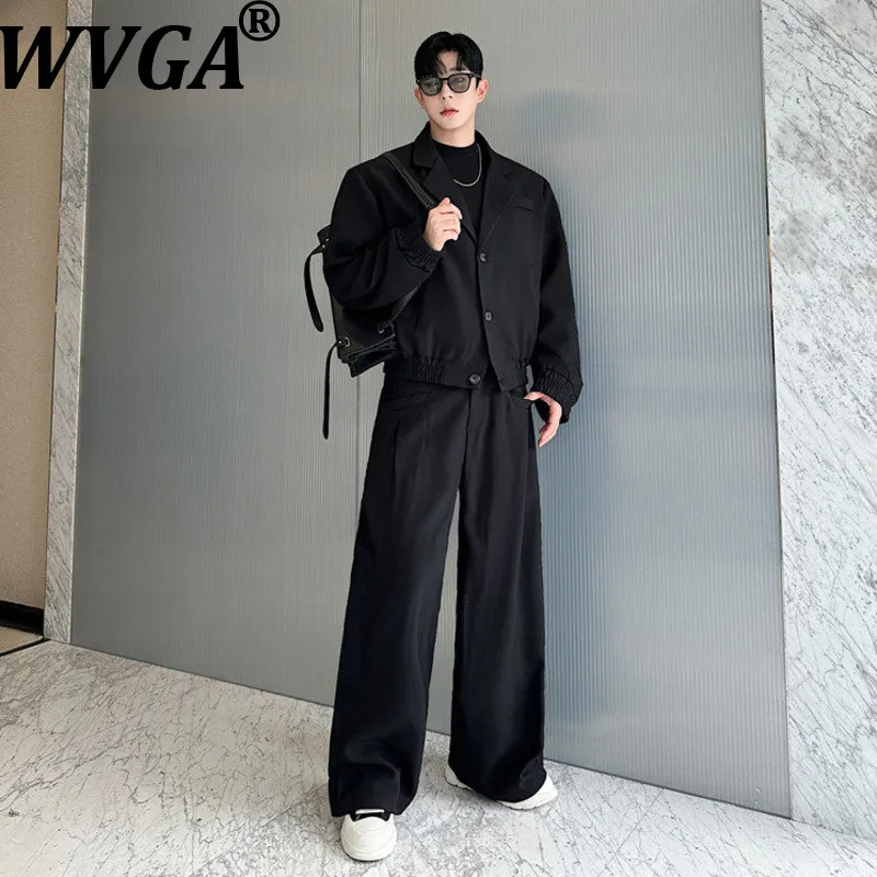 WVGA Spring Autumn New Men Trendy Fashionable Personality Blazer Niche Chic Casual Wide-Leg Design Stylish Suit Pants Set W19524