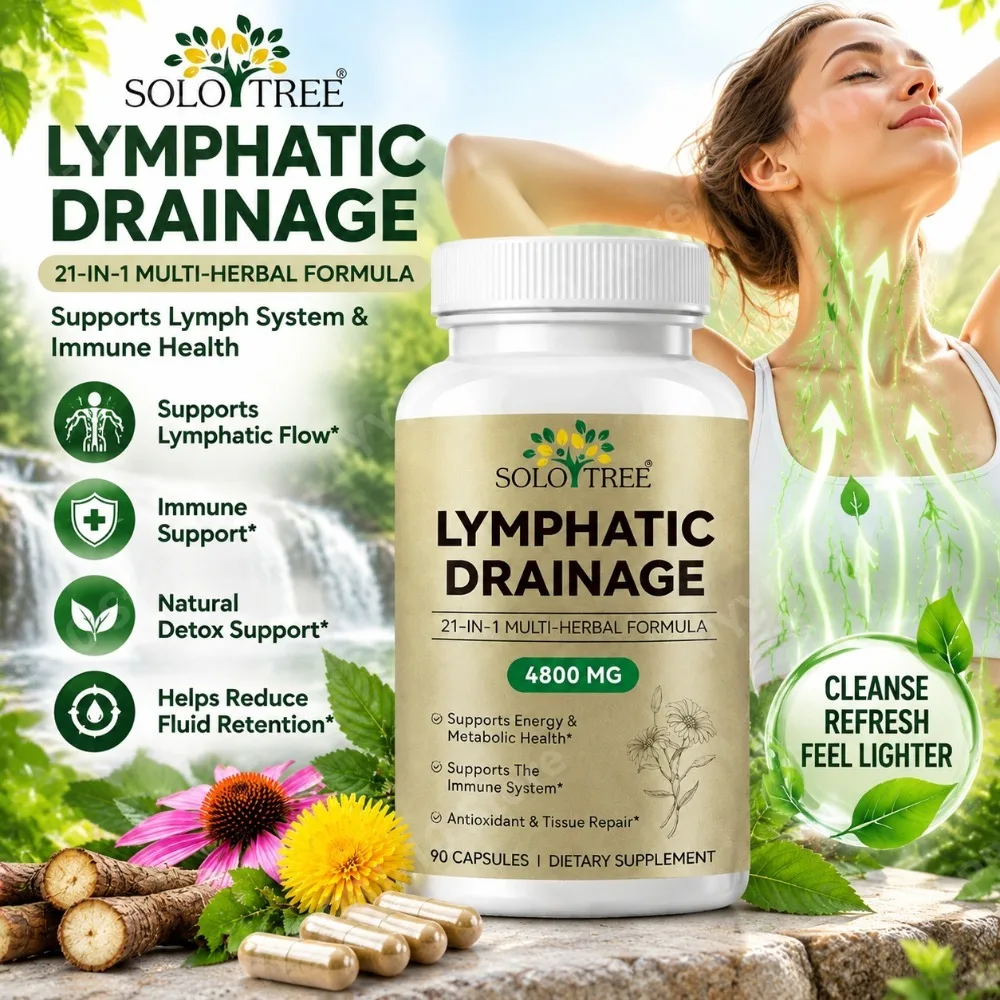Lymphatic Drainage Capsules with Echinacea, Dandelion, Burdock & Cleavers, Herbal Lymph System & Immune Support, 90 Capsules