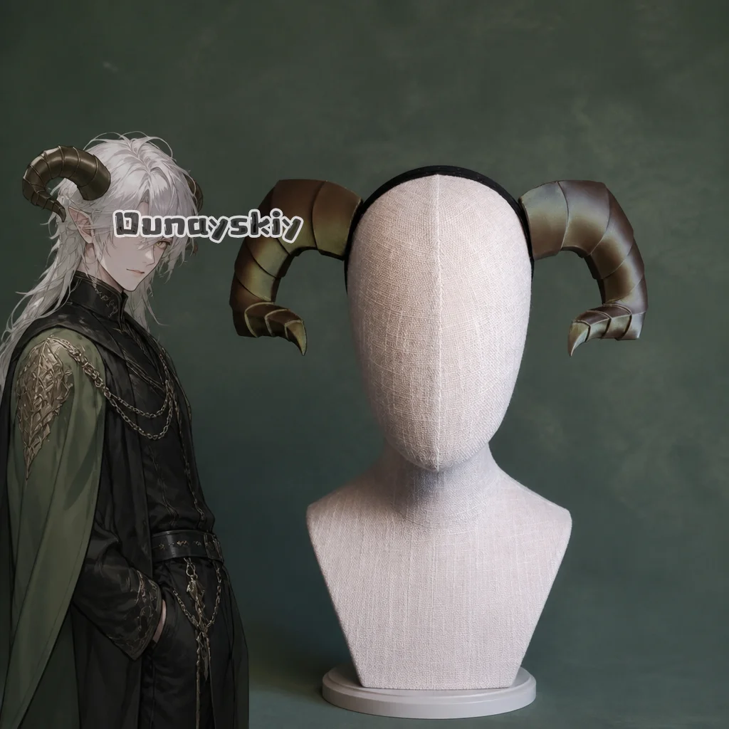 

KS*9Curved Ram Horns Cosplay Headband Vintage Demon Sheep Horn Headwear for DND Fantasy Halloween Party Anime Roleplay Costume