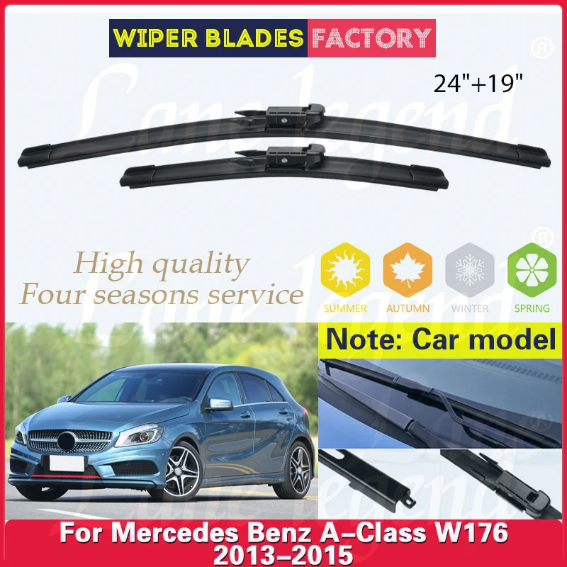 

Front Wiper Blades For Mercedes Benz A-Class W176 2013 2014 2015 Soft Rubber Windshield Windscreen Window 24"19" Car Accessories