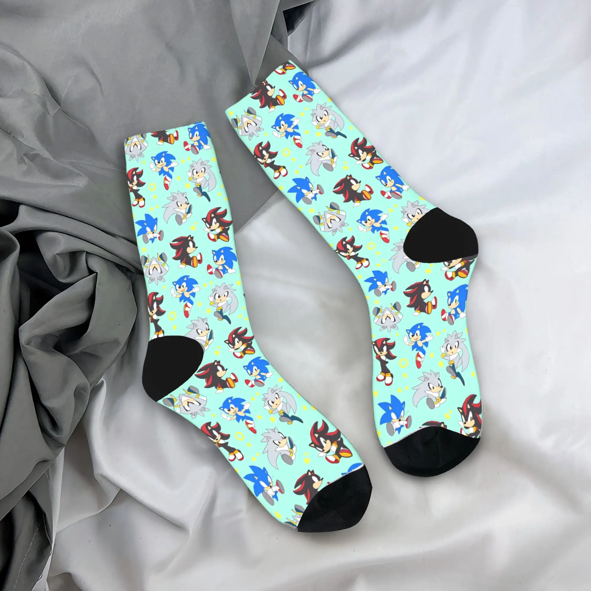 

Cartoon Hedgehog S-Sonicsss Socks Design Stockings Non Slip Men's Socks Quality Autumn Novelty Skateboard Socks
