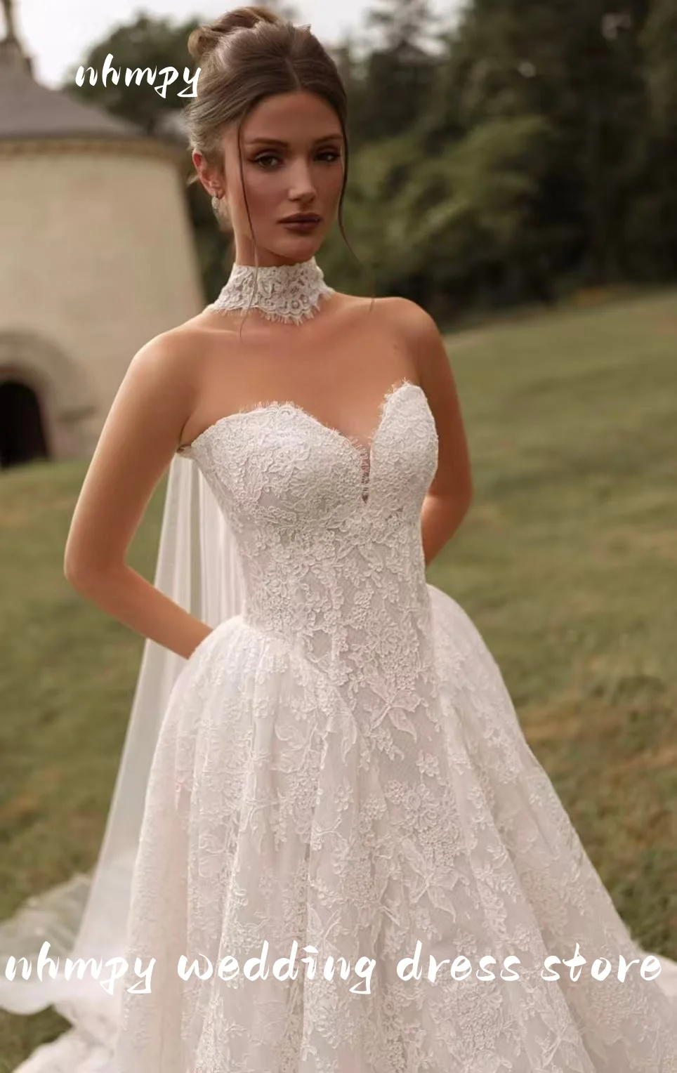 Customized Sweet Collar Sleeveless A-LINE Lace Elegant Wedding Dress Vestidos De Novias Amanda Novias Official