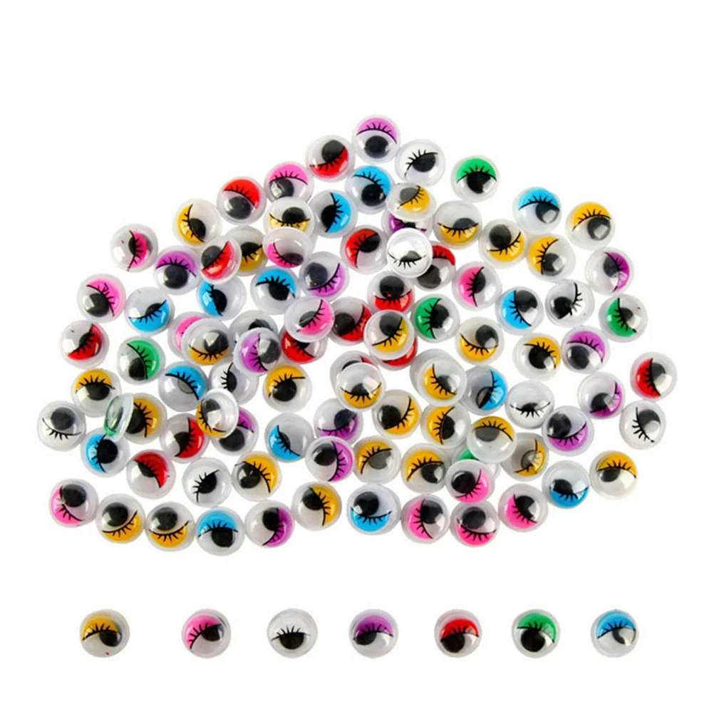 

100pcs 15mm Assorted Color Wiggle Eyes Assortment Painted Lids and Lashes Kids Children eye toys