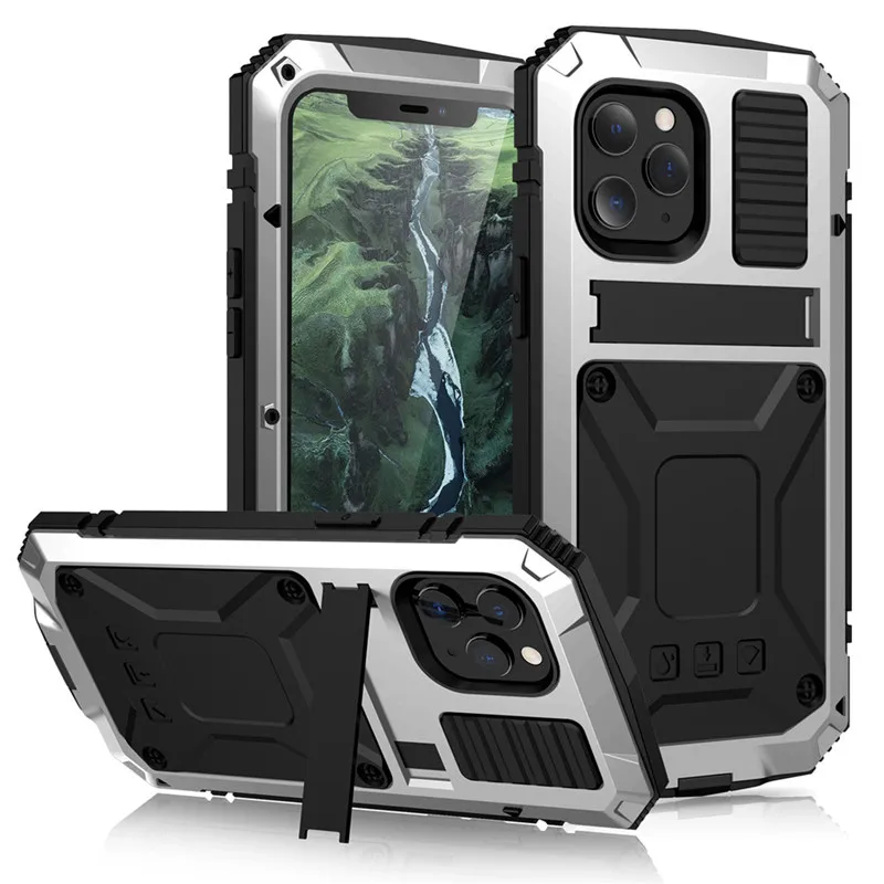 

Full-Body Rugged Armor Shockproof Protective Case for iPhone 14 13 Pro Max 14Plus Mini Kickstand Aluminum Metal Heavy Duty Cover