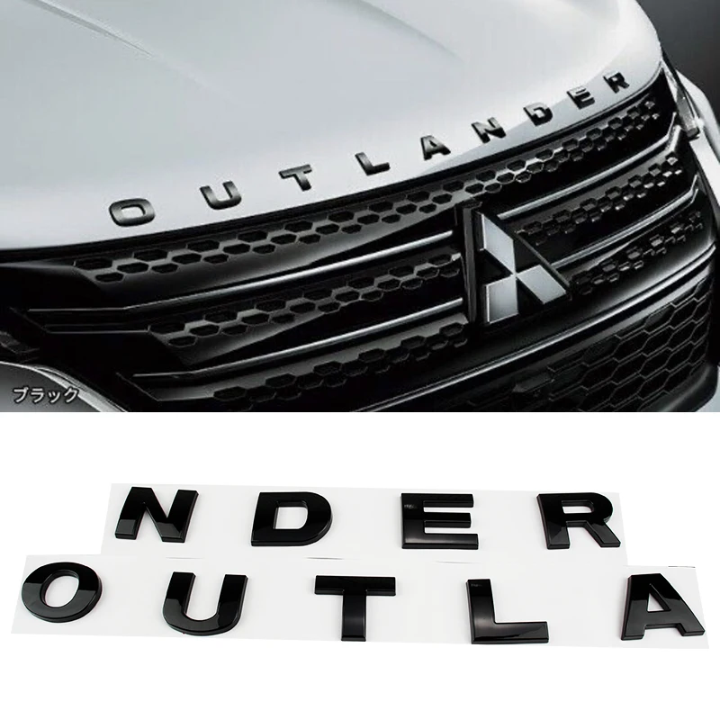 

Car Head Hood Letters Logo Words Badge Emblem Decals Sticker For Mitsubishi Outlander 2023 2024 2025 2026 Styling Accessories