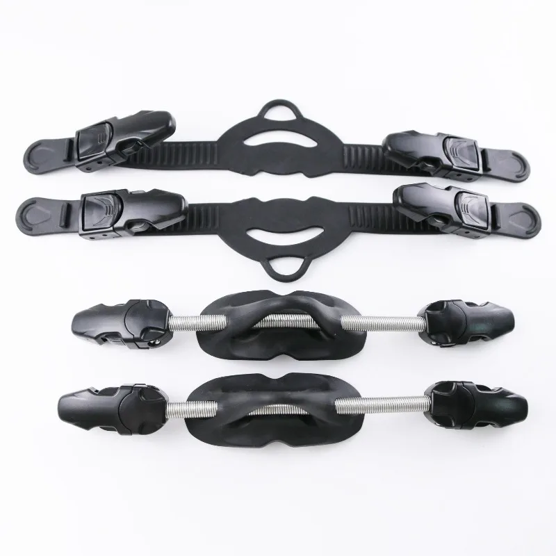 Diving fins with stainless steel spring rubber strap, shoelaces, four thread diamond frog shoe replacement strap