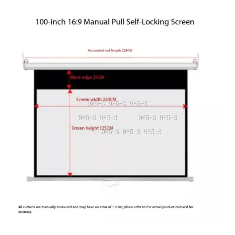 Electric Motorized Projection Screen, Automatic Drop Down Design, 72 to 120 Inch, 4:3 16:9 Wide Format