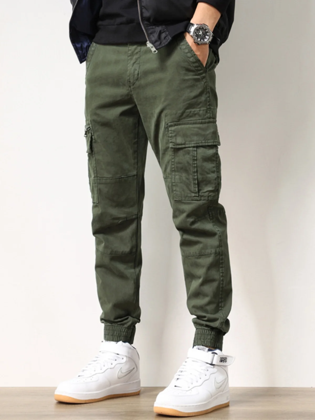 

Мужские повседневные брюки с декоративными молниями, модные брендовые рабочие брюки с манжетами, облегающие, в корейском стиле, молодежные, свободного кроя