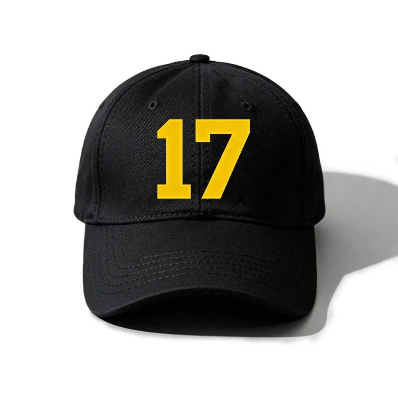 Unisex Number 17 Jersey Baseball Cap - Athletic Style '17' Print, Adjustable Strap, for Men & Women, Casual Wear, Number 17 Fans