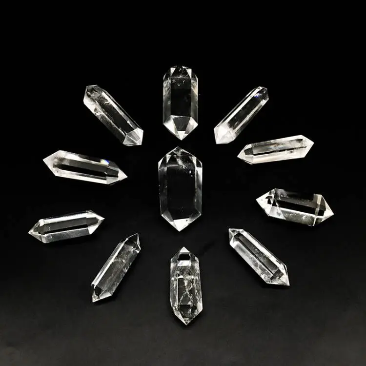 Wholesale Hot Sale Natural Clear Quartz Double Points polished small crystal tower heading crystal wands  for home decoration