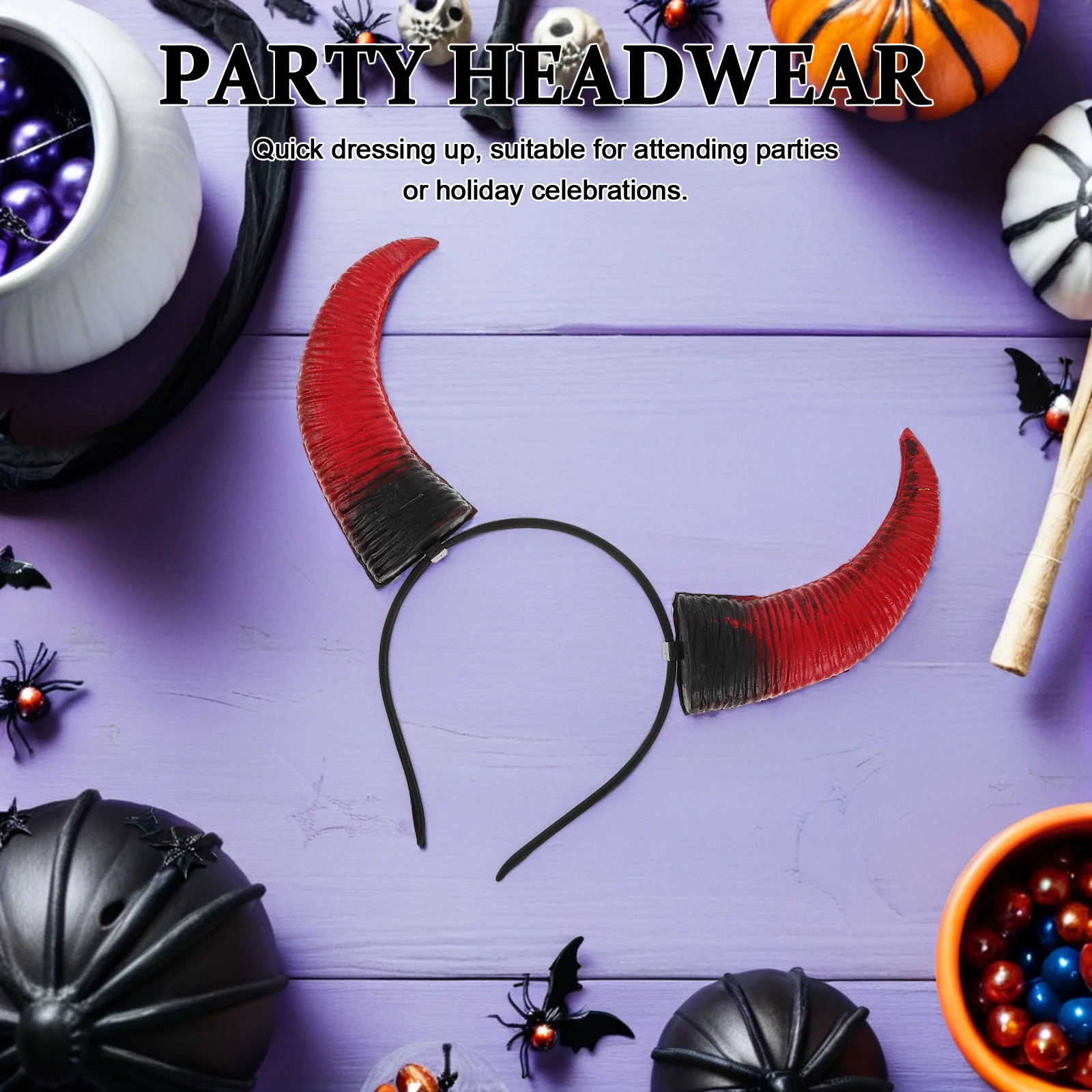 

Devil Horns Headband Halloween Demon Horn Headpiece For Cosplay Party Dress Up Spooky Hair Accessory Festive Party Hats